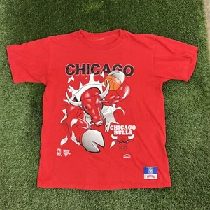 Vintage Chicago Bulls Shirt NBA Nutmeg Red T-Shirt Large 90s Double Sided Jordan - Picture 1 of 5