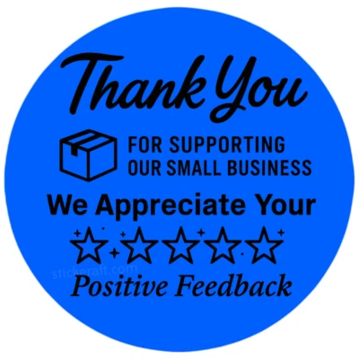 "Gracias por apoyar a las pequeñas empresas - Pegatina de retroalimentación redonda de 2""" Foto 1 de 4