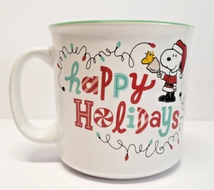 Peanuts Happy Holidays Mug 20 oz Snoopy Woodstock Coffee Tea Silver Buffalo 2024 - Picture 1 of 6