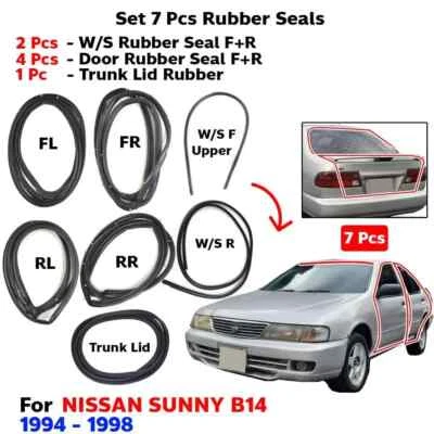 Windshield + Door Rubber +Trunk Seal Set For 94-98 Nissan Sentra B14 4D Sedan — 第 1/4 张图片