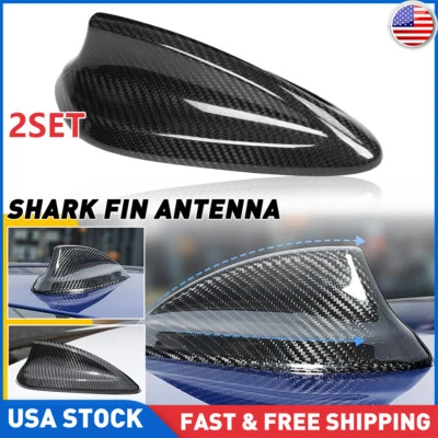 2x Cubierta de antena de aleta de tiburón negra de fibra de carbono decoración para BMW F30 F32 F22 Foto 1 de 4