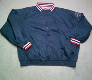 Vintage Wilson Windbreaker Jacket Mens 2XL XXL Blue 90s Double Sided Spellout - Picture 1 of 11