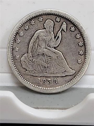 1838 NO DRAPERY 25C SEATED LIBERTY QUARTER Cover