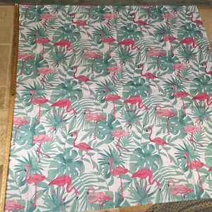 Tropical Shower Curtain White with Pink Flamingos and Green Leaves 70”x66” - Picture 1 of 12