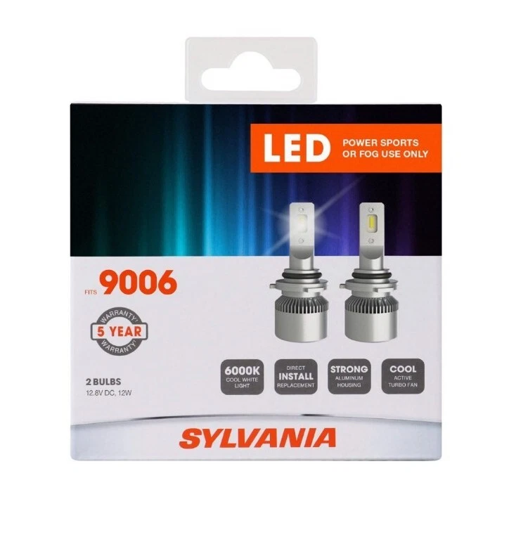 SYLVANIA 9006 LED Luces Antiniebla Blanco Brillante Luz LED Salida Faro, 2 Bombillas Foto 1 de 3