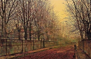 Im goldenen Schein des Herbstes Gemälde von John Atkinson Greenshaw Reproduktion - Bild 1 von 3