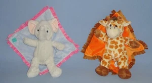 FIESTA  BLANKET BABIES GIRAFFE & ELEPHANT-W/BLANKETS-PLUSH JUNGLE  ANIMALS-LOT   - Picture 1 of 12