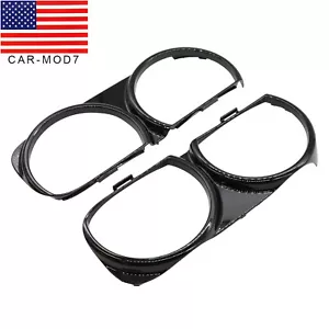 LH & RH Front Headlight Bezel Lamp Cover Trim Set For 2015-2021 Dodge Challenger - Picture 1 of 9