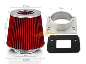 Filtro seco cono rojo + kit adaptador MAF de admisión de aire para Toyota 95-04 Tacoma 2.4 2.7 - Imagen 1 de 1