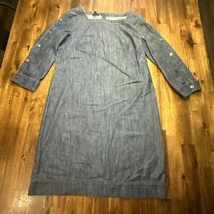 Talbots Women Denim Midi Chambray Dress Size 6 Blue Long Sleeve Knee Length - Picture 1 of 13