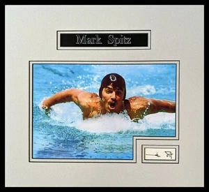 Mark Spitz Photograph plus an Autographed Card Matted and Framed Ready to Hang - Picture 1 of 3