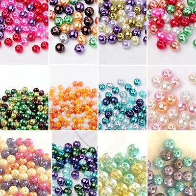 Perlen Mix gemischt Schmuck basteln DIY bunt Glasperle  4 6 8mm Farb-Mischung - Bild 1 von 4
