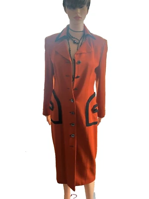 *Elegante* Vestido Abrigo Vintage Lauren Taylor Ajustado Lana Naranja y Negro Talla 4 Foto 1 de 4