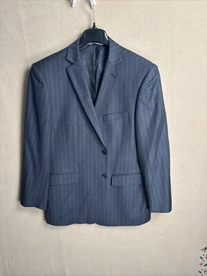 PERRY ELLIS Portfolio Charcoal Blue Striped Mens 44R Sports Coat TWO Button Wool - Image 1 of 4