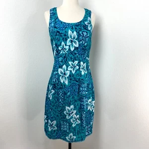 Vintage Hilo Hattie Hawaii Kleid Größe 6 Blau Blumen Knielang Viskose Resort - Bild 1 von 10