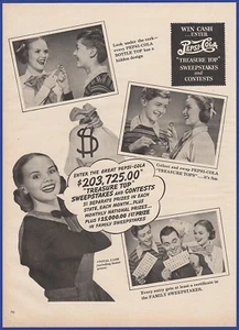 Vintage 1948 PEPSI-COLA Pepsi Soda Pop Sweepstakes Contest Cola 40's Print Ad - Picture 1 of 1