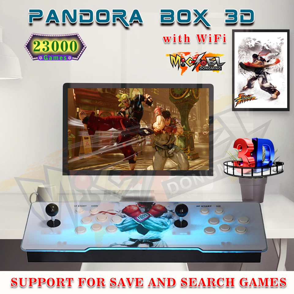 NEW Pandora's Box 3D with WiFi Stick Joystick 23000 Games Double Sticks Retro