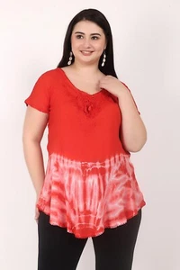 Lote al por mayor de tops de encaje bordados informales de manga corta tie dye para mujer - Imagen 1 de 11