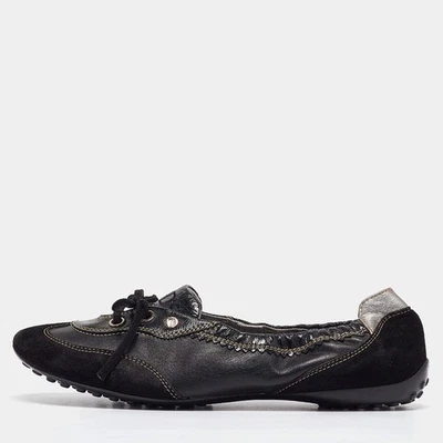 Tod's 黑色皮革和麂皮绒芭蕾平底鞋 37.5 码 — 第 1/4 张图片