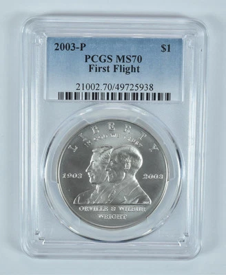 2003-P First Flight Commemorative Dollar MS70 PCGS Blue Label - Image 1 of 4
