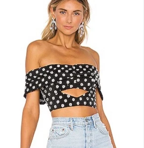 MICHAEL COSTELLO x Revolve Small Black Polka Dot Keyhole Crop Top Party Feminine - Picture 1 of 8