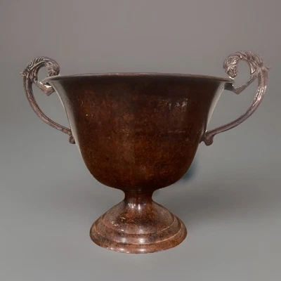 Jarrón jardinera estilo urna de doble mango rojo envejecido bronce real Foto 1 de 4