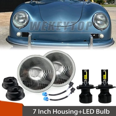 5.75 Round Headlight Housing Hi/Lo with LED Bulb For Porsche 356 356A 356B 356C Foto 1 de 4