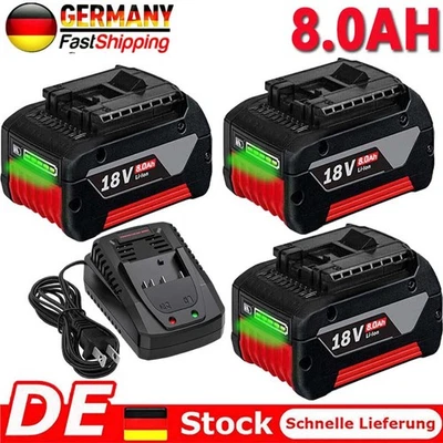 Original 8Ah Li-Ion Akku für Bosch 18V GBA GSB BAT618 BAT609 BAT620 Ladegerät DE - Bild 1 von 4
