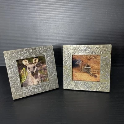 Marco independiente de metal plateado Western Brush Wallaby & Numbat 10 cm x 10 cm Foto 1 de 4