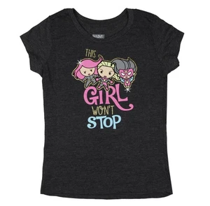 Marvel Girls' This Girl Won't Stop Chibi Superheroes Glitter T-Shirt - Picture 1 of 15