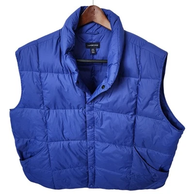 Lands' End Men's XXL 50-52 Puffer Down Vest Blue Insulated Goose Down Feathers - Image 1 of 4