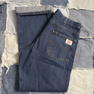 Calça jeans de trabalho masculina lavagem azul escura 34x32 feita nos EUA Roundhouse jeans - Imagem 1 de 4