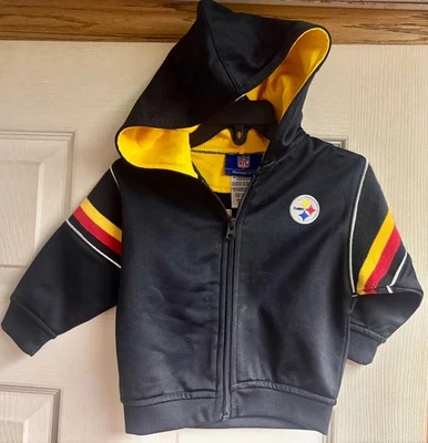 Jaqueta leve infantil 12M REEBOK PITTSBURGH STEELERS fã clássica NFL zíper completo - Imagem 1 de 3