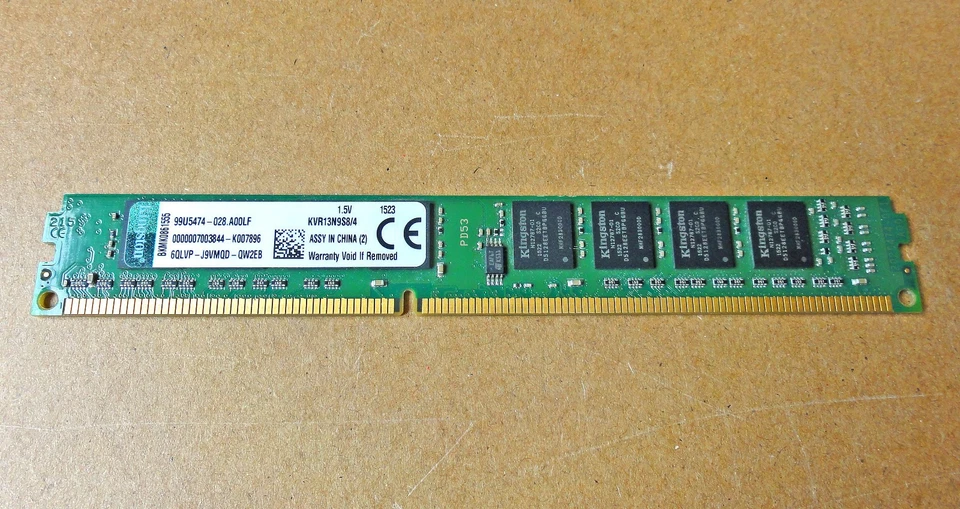 Kingston 1 x 4GB VLP Memory Module DDR3-1333 PC3-10600 UDIMM SDRAM KVR13N9S8/4 - Photo 1/2