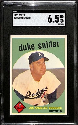 1959 Topps #20 Duke Snider HOF  SGC 6.5 EXMT+ C10968 - Image 1 of 3