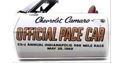 OER PC011 1969 Camaro Indy 500 Pace Car Door Decal Set - Image 1 of 2