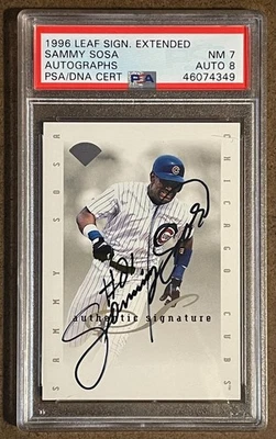 Sammy Sosa 1996 Leaf Signature Extended Series MLB Signed Autograph PSA 7 AUTO 8 - Image 1 of 2