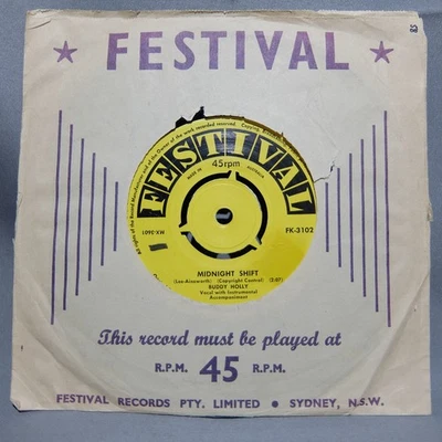 Buddy Holly - Midnight Shift / Love Me (Festival FK-3102) Aussie 45 - Image 1 of 3