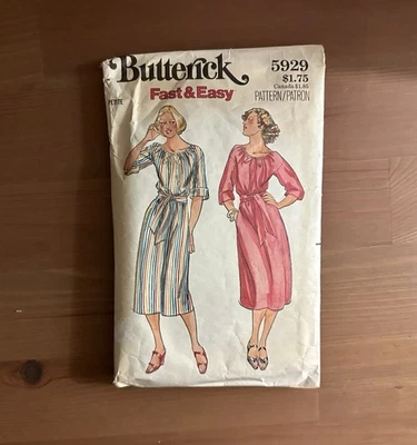 Vestido para mujer Butterick 5929 patrón de costura pequeño años 70 Foto 1 de 3
