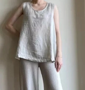 BRYN WALKER Light Linen Sleeveless Tank Size XS Natural Lagenlook - Picture 1 of 14