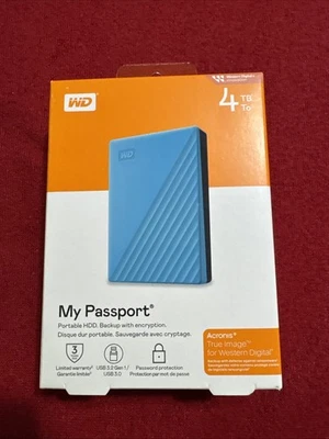 WD 4TB My Passport Portable External Hard Drive HDD-WDBPKJ0040BBL-WESN - Image 1 of 4