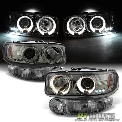 Faros Smoke Fits 01-06 Yukon XL Sierra Denali + lámparas de señal de estacionamiento para parachoques Foto 1 de 4