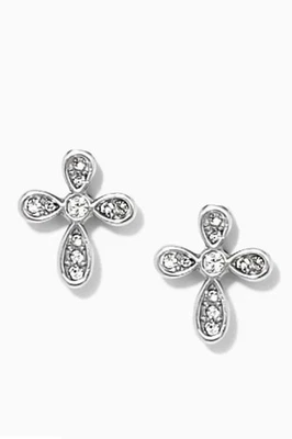 NUEVO Pendientes Brighton Encantadores Cruz Plata/Cristal Poste-NUEVOS CON ETIQUETAS CON Bolsa de Tela Foto 1 de 3