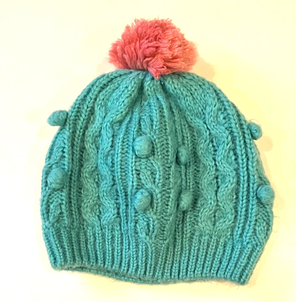 MINI GORRO TEJIDO CABLE AZUL SUELO CON POM NIÑA NIÑO XS 2-4 YO Foto 1 de 3