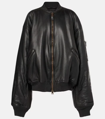 2024 Balenciaga Leather Bomber Jacket Black Medium Unisex - Image 1 of 4