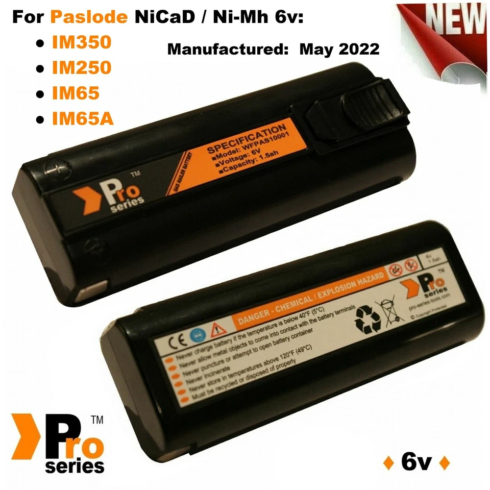 Batteries Paslode IM65,IM350,IM250, Nailer 6V Ni-MH 2x replacement 404717 - Image 1 of 4