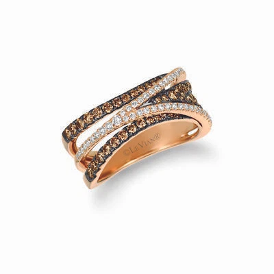 LeVian 14K Rose Gold 0.89 TCW Chocolate Diamond Ring Fancy Jewelry – Size 7 - Image 1 of 4