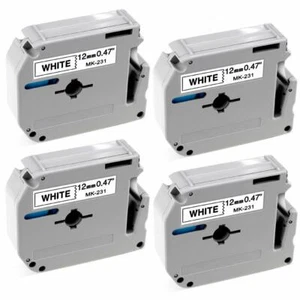 4 piezas de cinta de etiquetas compatible Brother P-Touch eqv M231 M-K231 1/2"" negro sobre blanco - Imagen 1 de 12
