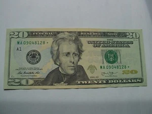 20 Dollar Bill Star Note MA 09048128* 2013 Federal Reserve Twenty - Picture 1 of 4