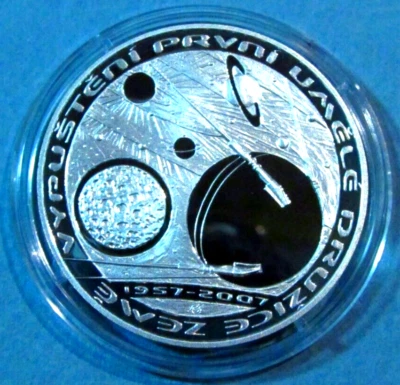 2007 Czech 200 Korun Sputnik Silver PROOF Coin Czechoslovakia Slovakia Satellite - Image 1 of 2